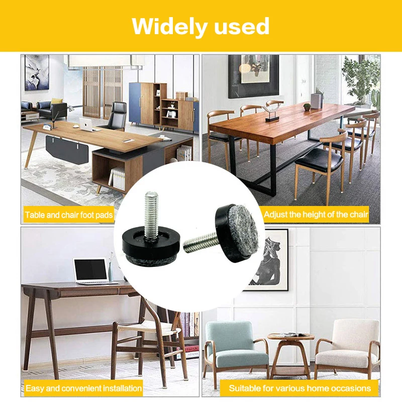4/8Pcs Felt Adjustable Round Furniture Leg Screws Anti Slip M6 M8 Table Chair Cabinet Balance Feet Pads