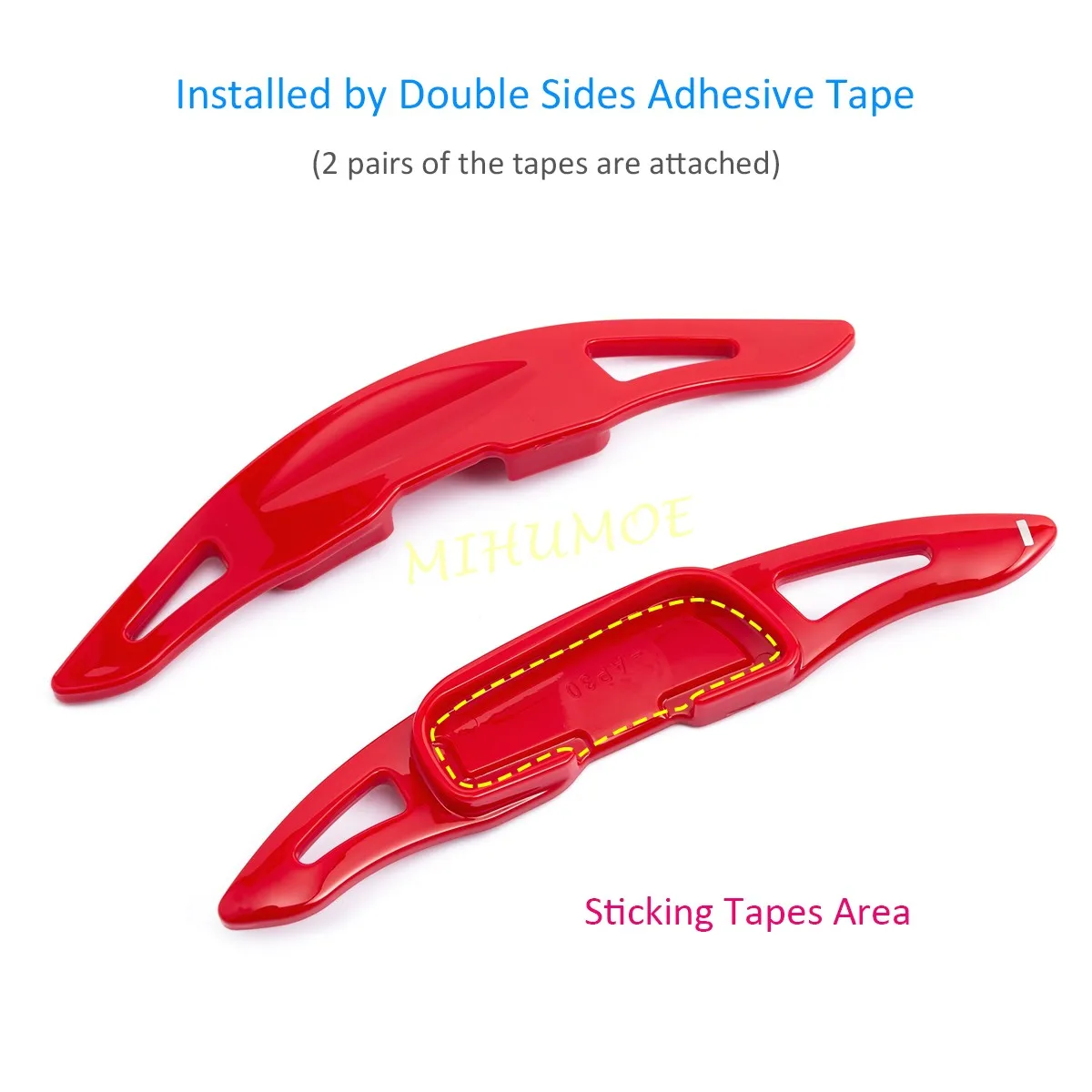 Glossy Red Car Steering Wheel Gear Paddle Shifter Extension Trims For 2014-2018 Mazda3 / 2013-2023 Mazda6