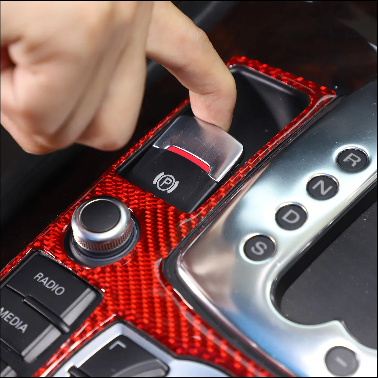 Zinky for Audi A8 D3 D4 2004-2012 Car Central Control Gear Panel Decorative Sticker Soft Carbon Fiber Interior Accessories