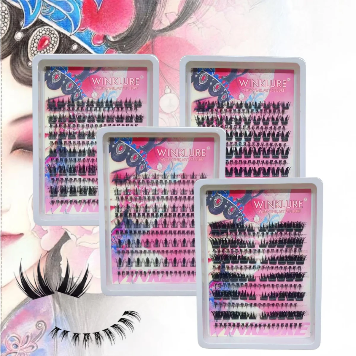 WINKLURE Manga Cat-Eye-Stil Wimpern, dünn, leicht, wiederverwendbar, Cluster-Wimpern, natürliche & glamouröse Wimpernverlängerungen – Detail 5