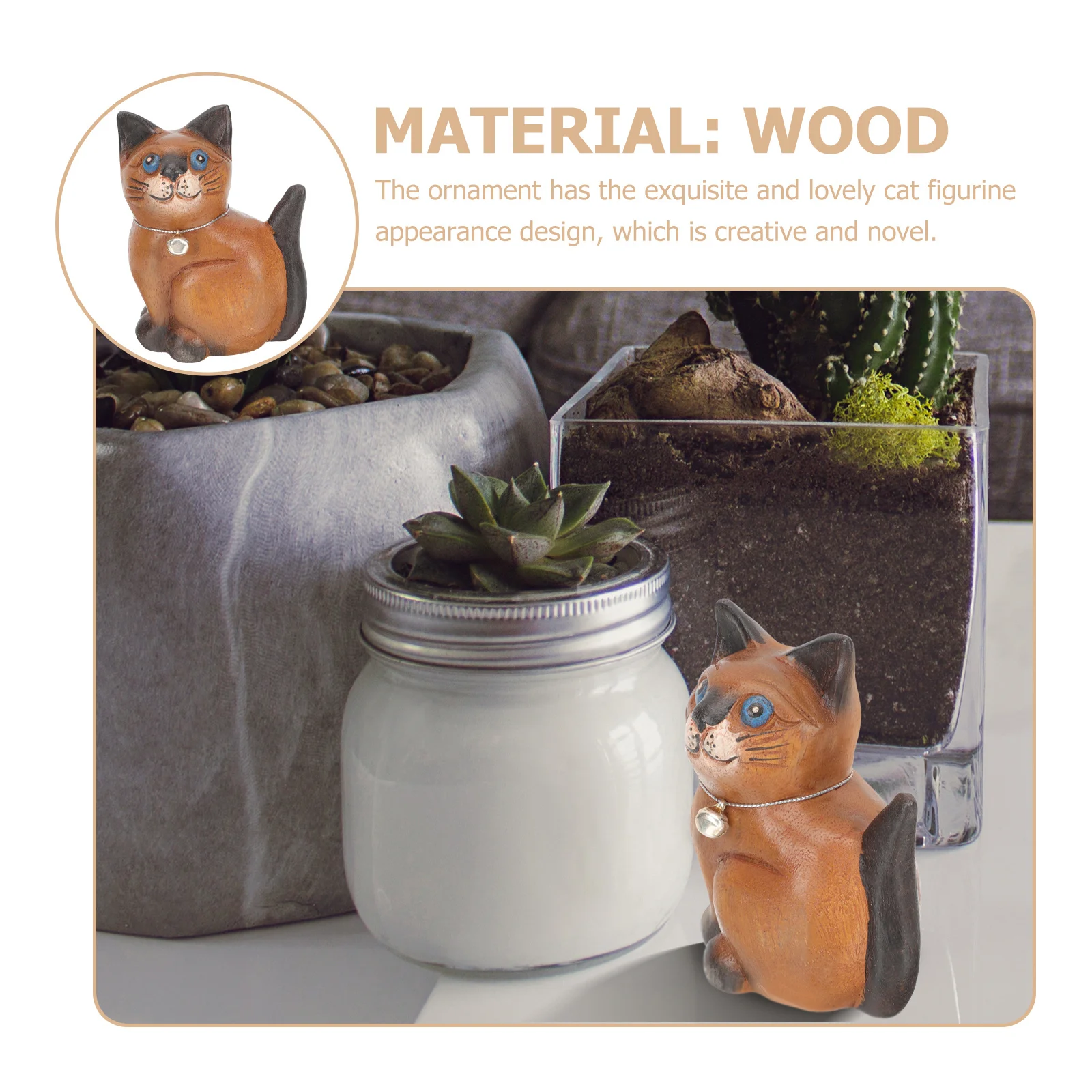 

Cat Stuff Kitten Exquisite Wooden Animal Sculpture Chocolate Handmade Carving Ornaments