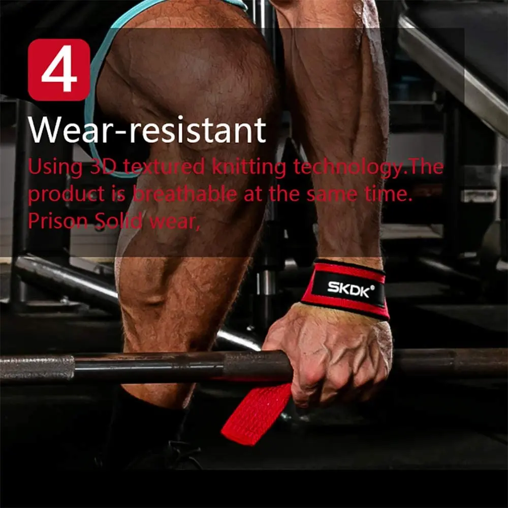 SKDK Weightlifting Gym Anti-Slip Sport Safety Wrist Straps Weight Lifting Wrist Support Crossfit Hand Grips Fitness Bodybuilding