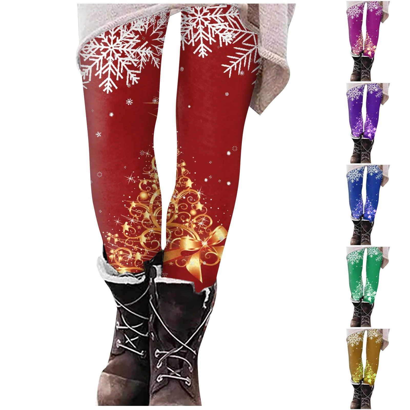 Merry Christmas 3d Print Leggings Women'S Casual Outdoor Christmas Snowflake Slim Fitting Elastic Yoga Pants Party Long Pants