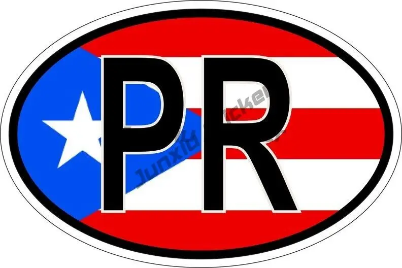 Sticker Oval Flag Code Country Pr Puerto Rico Car Stickers Sunscreen Reflective Decals Waterproof Sunscreen Styling  Accessories