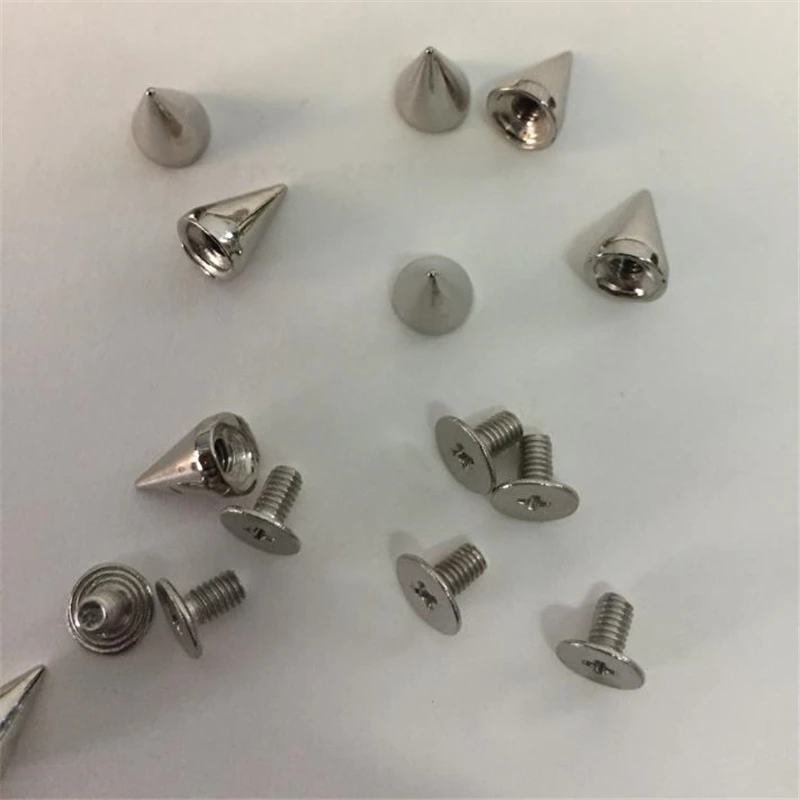 100pcs/set Silver Cone Studs And Spikes DIY Craft Cool Punk Garment Rivets For Clothes Bag Shoes Leather DIY Handcraft