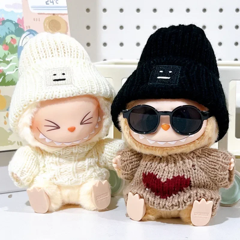 For 17cm Labubu Doll Clothes Fashion Clothes Set Sweater Hat Scarf Shoes Mini Plush Doll Outfit Accessories Kid Gift Girl Gift