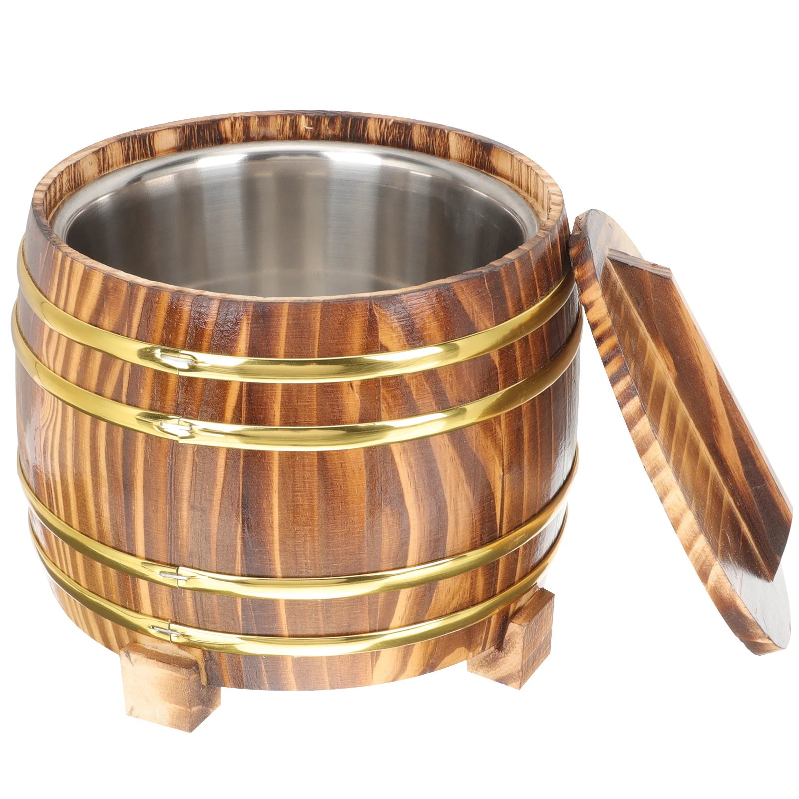 

1Set Steamed Rice Bucket Wooden Storage Container with Cover for Home Restaurant Catering Use Fine Craftsmanship Long-Lasting