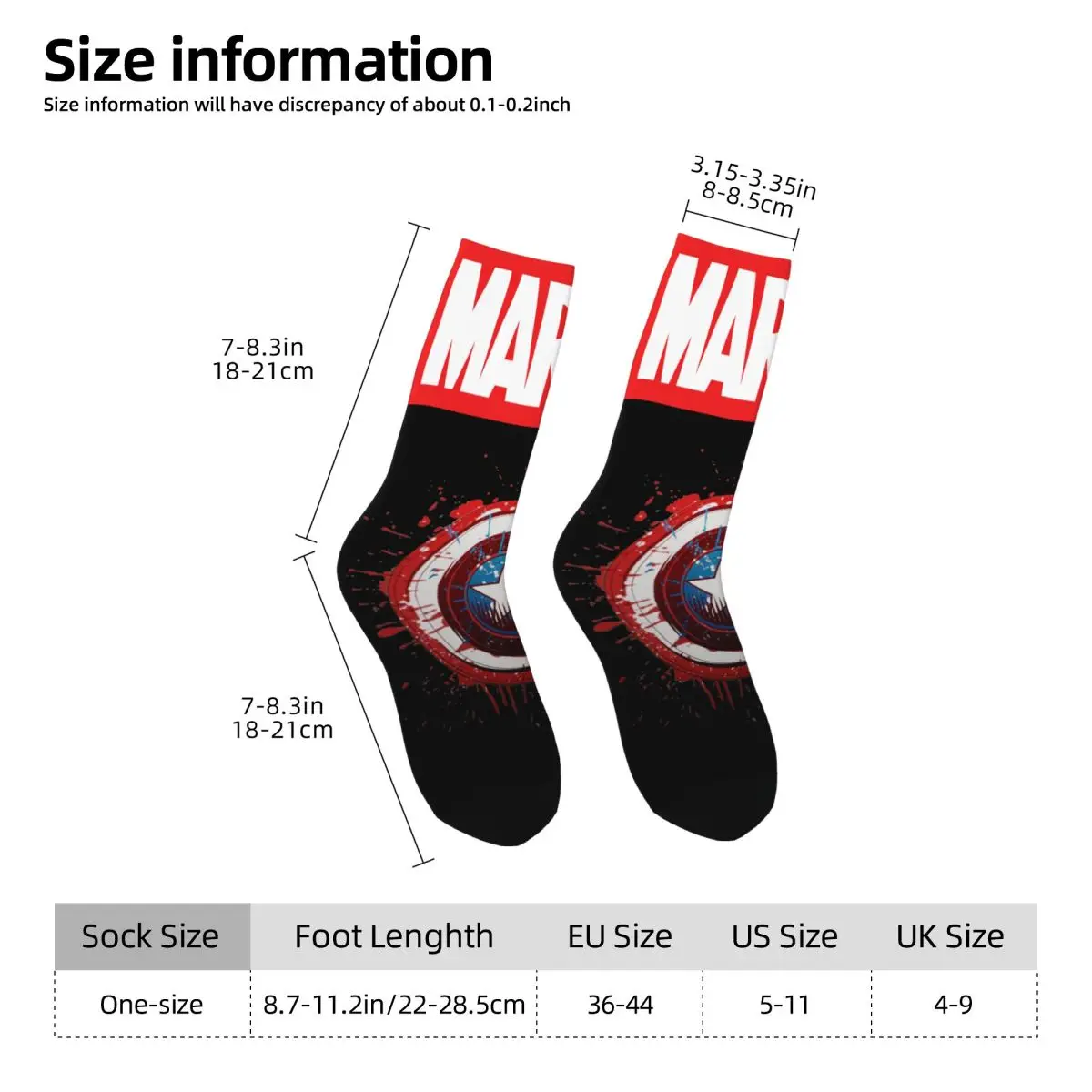 Hip Hop Vintage Hot Selling Marvel Crazy Men\'s compression Socks Unisex Captain America Harajuku Pattern Printed Funny Novelty