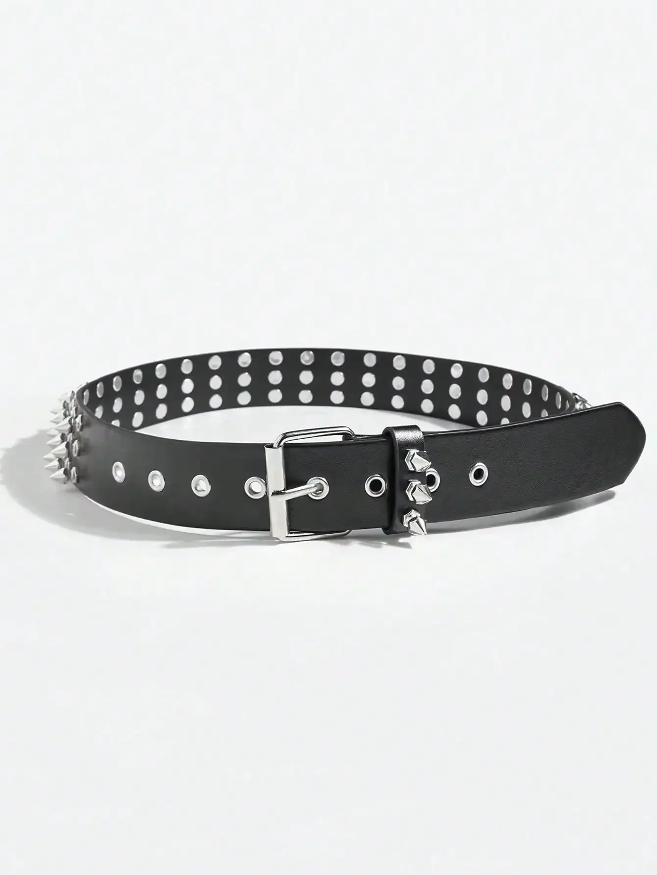 1pc Women\'s Cool Punk Style Rivets Decorated Heavy Metal Dark Belt