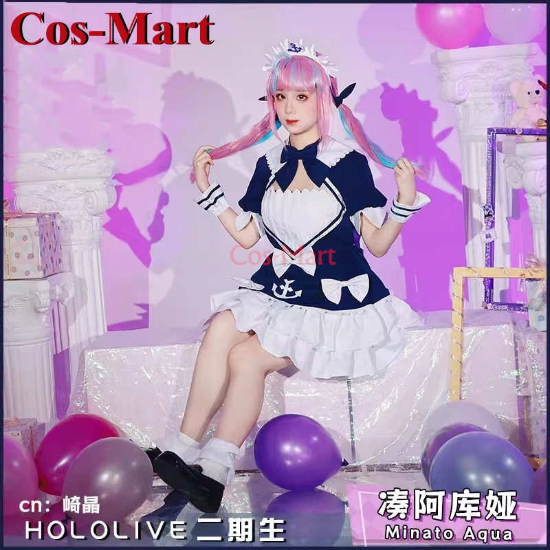 

Cos-Mart аниме VTuber Hololive Minato Aqua косплей костюм милое милое платье горничной полный комплект одежда для ролевых игр и мероприятий