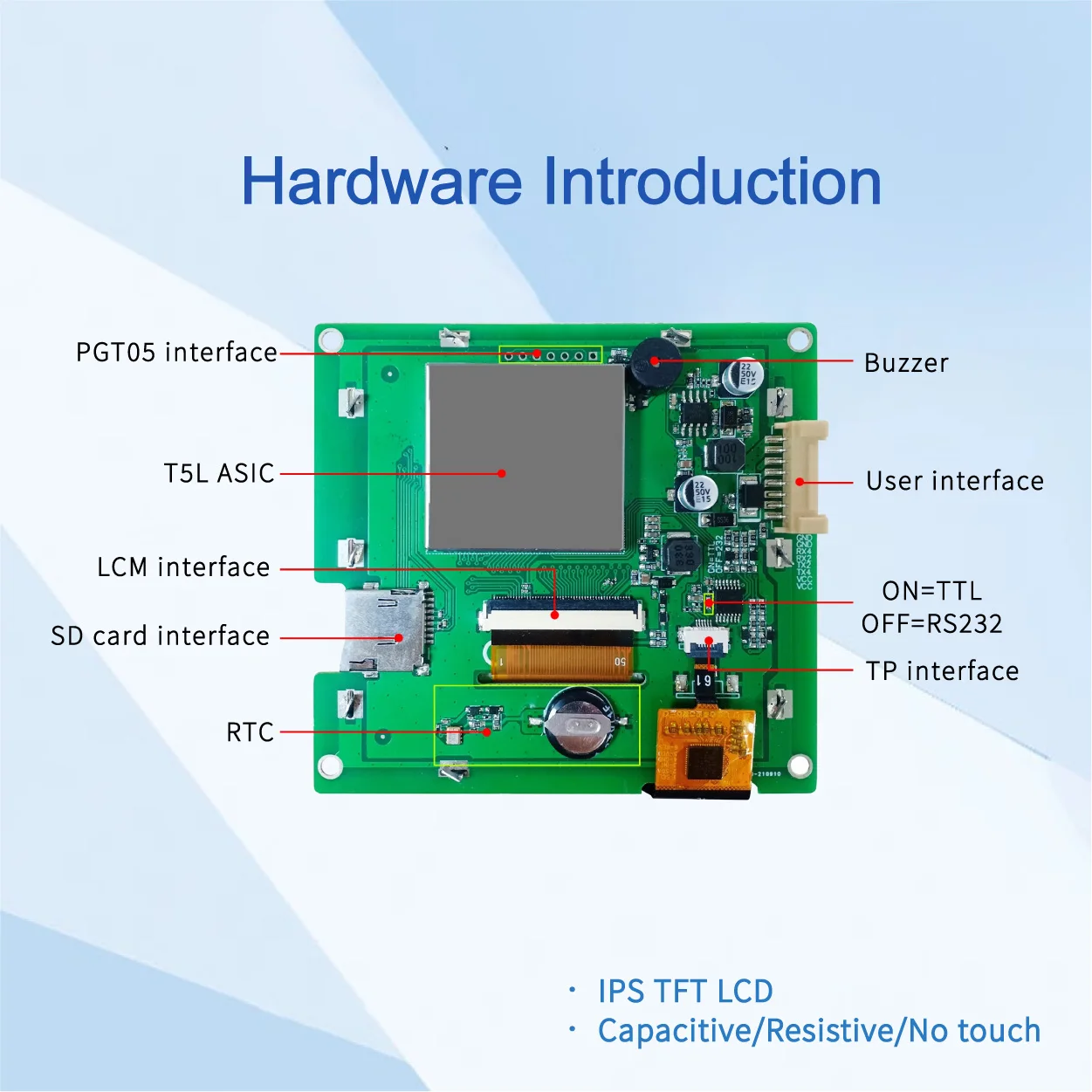 DWIN 4.0 인치 480*480 스퀘어 HMI 스크린, IPS TFT LCD 디스플레이, 터치 패널 모듈 유무, DWG48480T040_01W