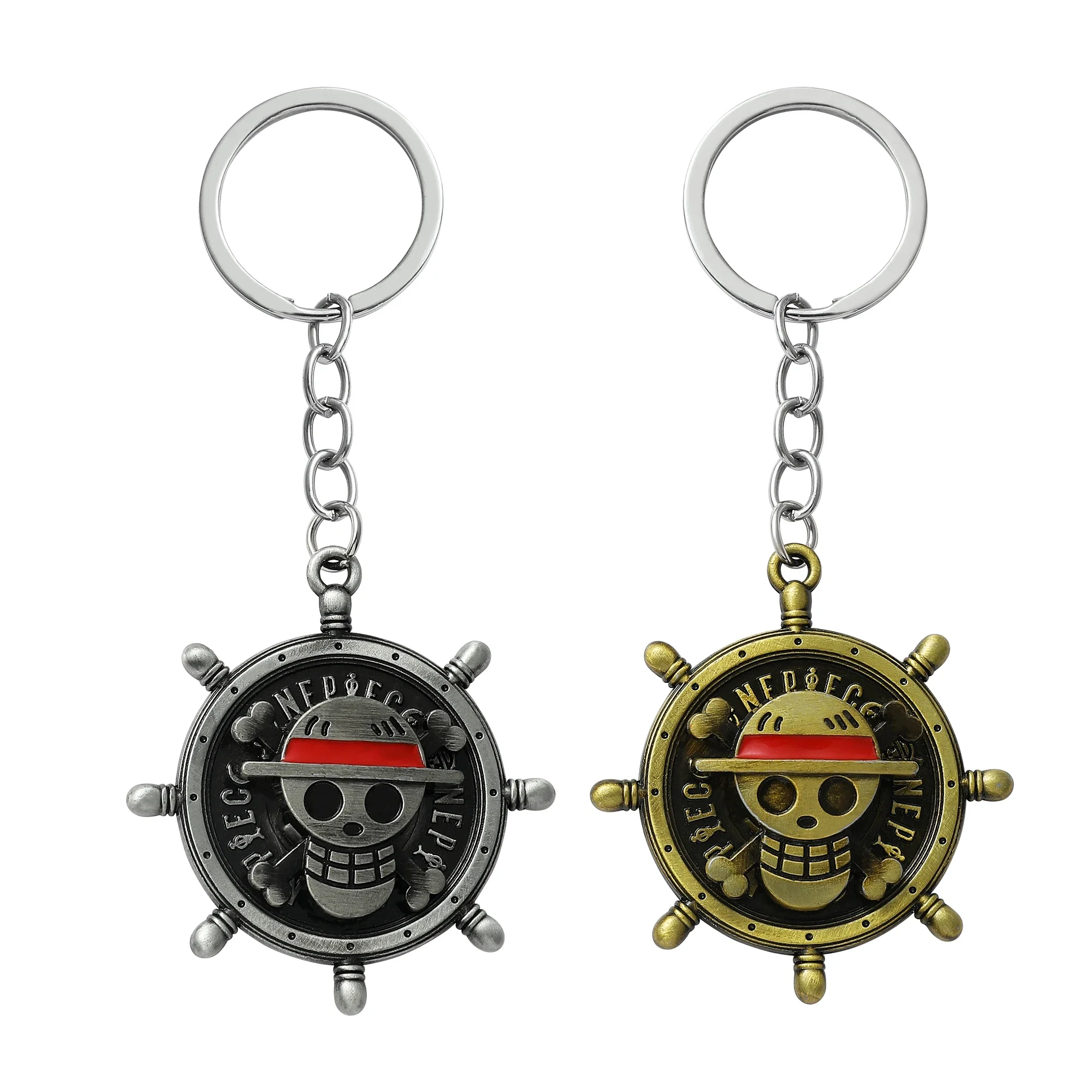 One Piece Metal Keychain Anime Skull Metal Pirate Key Rings Backpack Charm Bag Pendant Accessory Souvenir Gifts