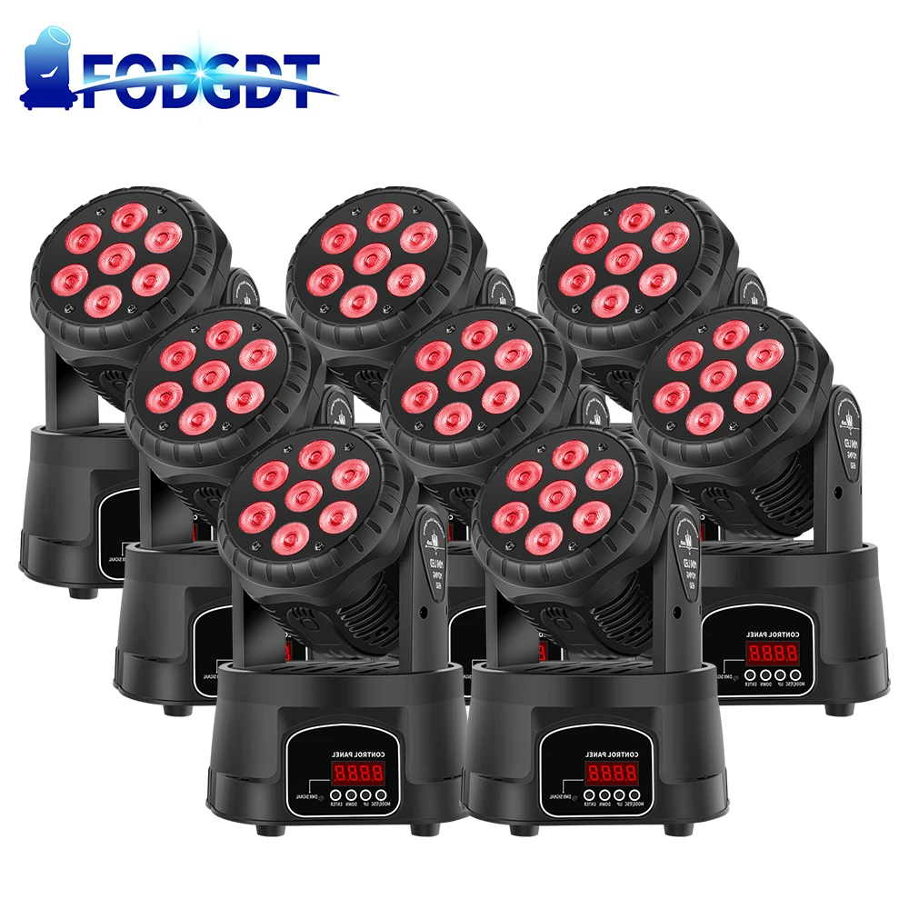 8PCS 7X10W LED Moving Head Par Lights RGBW Full Color 4IN1 Remote Control Stage Effect Lighting Wedding Light For DJ DISCO Party