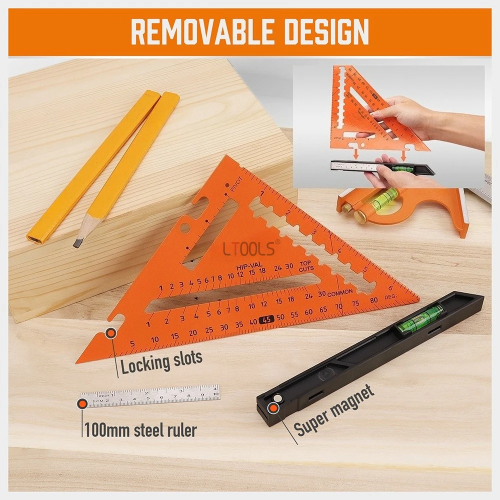 Woodworking Angle Measuring Ruler Digital Angle Measuring Instrument Aluminum Alloy Marking Gauge Multi-purpose Engineering Tool