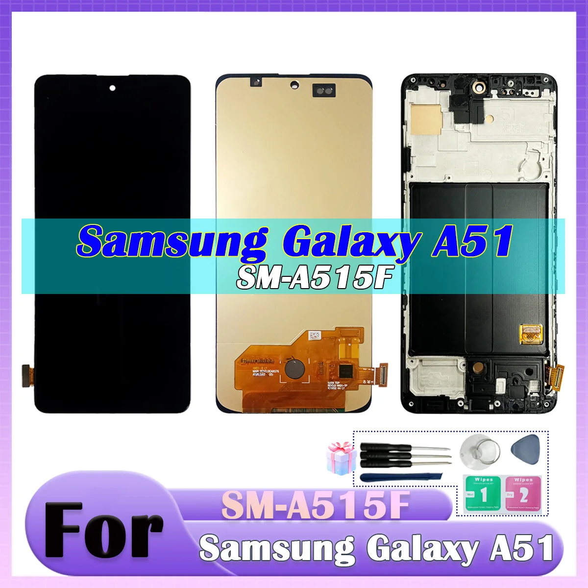 AMOLED For Samsung Galaxy A51 LCD A515 A515F A515F/DS A515FD LCD Display Touch Screen with Frame Digitizer Assembly  Replacement