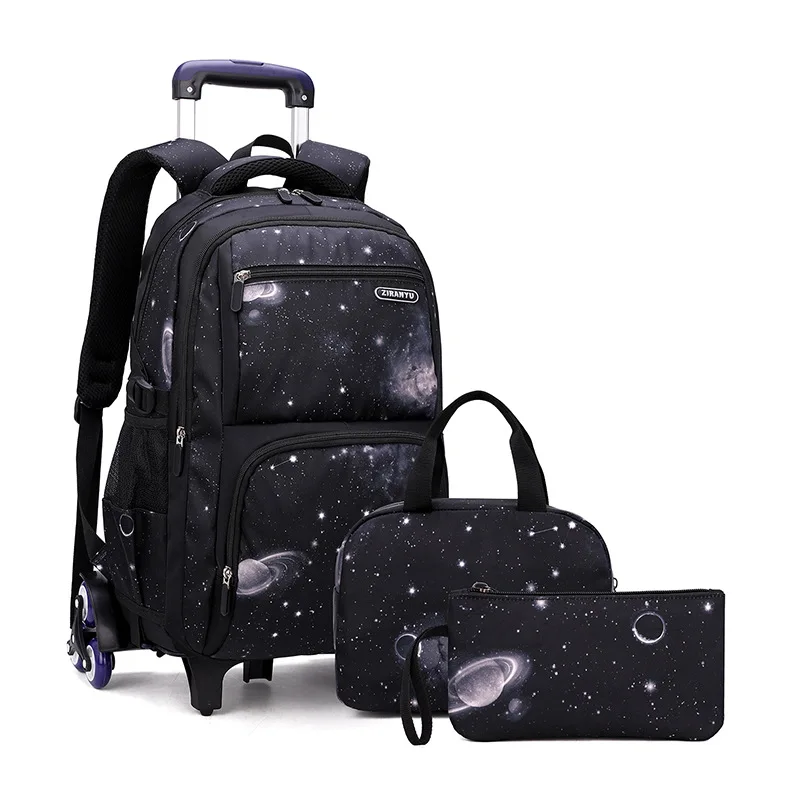 Carry On Kids\' Luggage Primary Junior High School Bag Rolling Backpack for Boys Wheeled Bag with Lunch Box Trolley School Bags