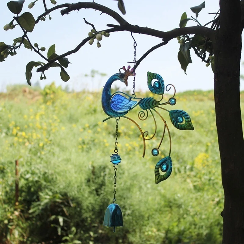 

Colorful Peacocks Shape Pendant Bell Wind Chimes Indoor Balcony Indoor Outdoor Garden Decor Hanging Decoration