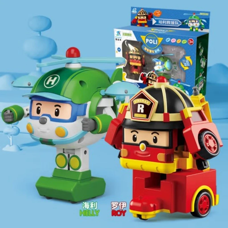 Cartoon Anime Action Figures Robocar Poli Ambe Roy Helly Transformation Robot Car Assembly Puzzle Toys for Kids Birthday Gifts