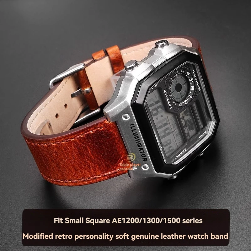 

For Casio AE1200/1300/1000/ae1500 genuine leather watch strap 18mm