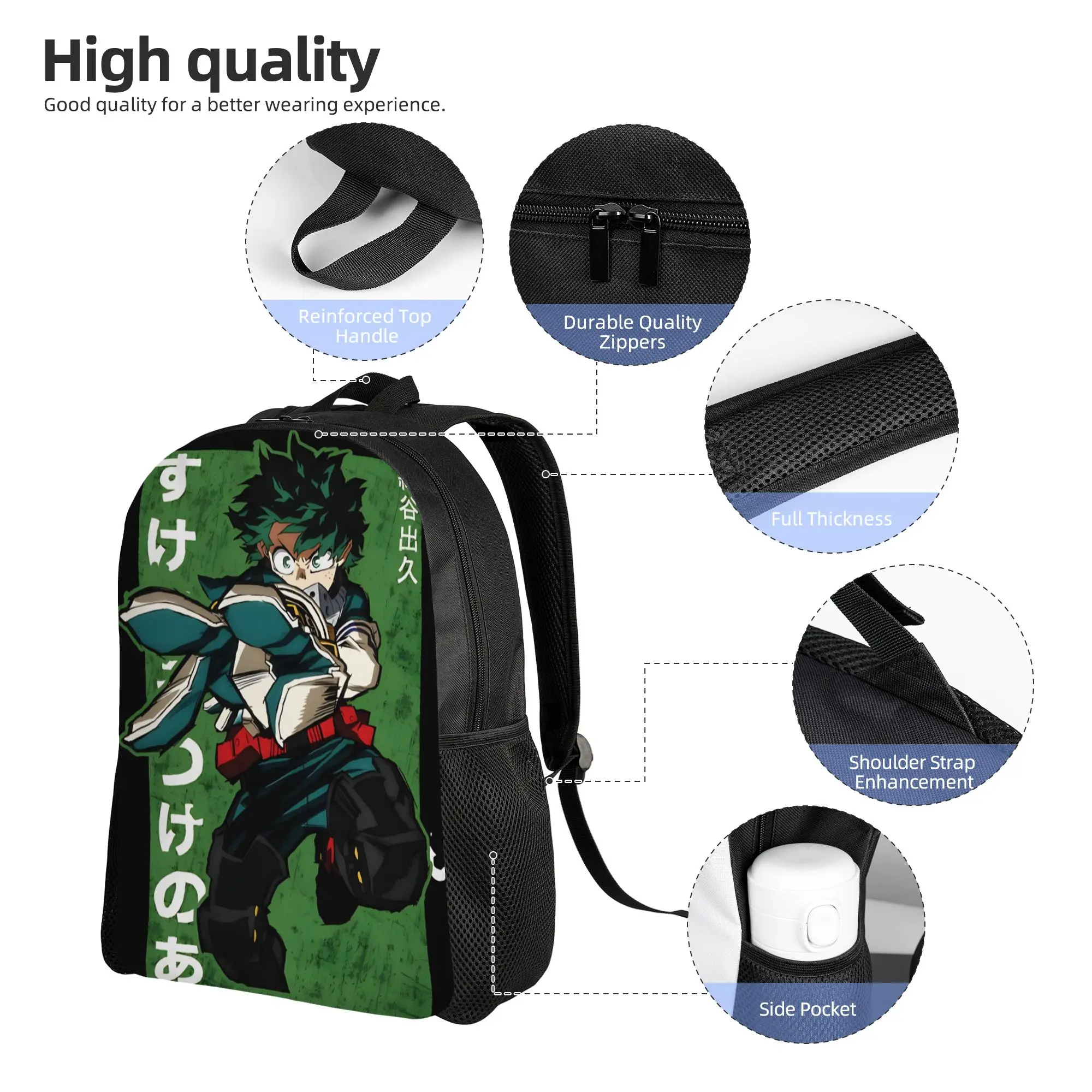 Doodle Izuku My Hero Academia Backpack for Men Women Teenage Student Business Daypack  College Shoulder Bag Lightweight