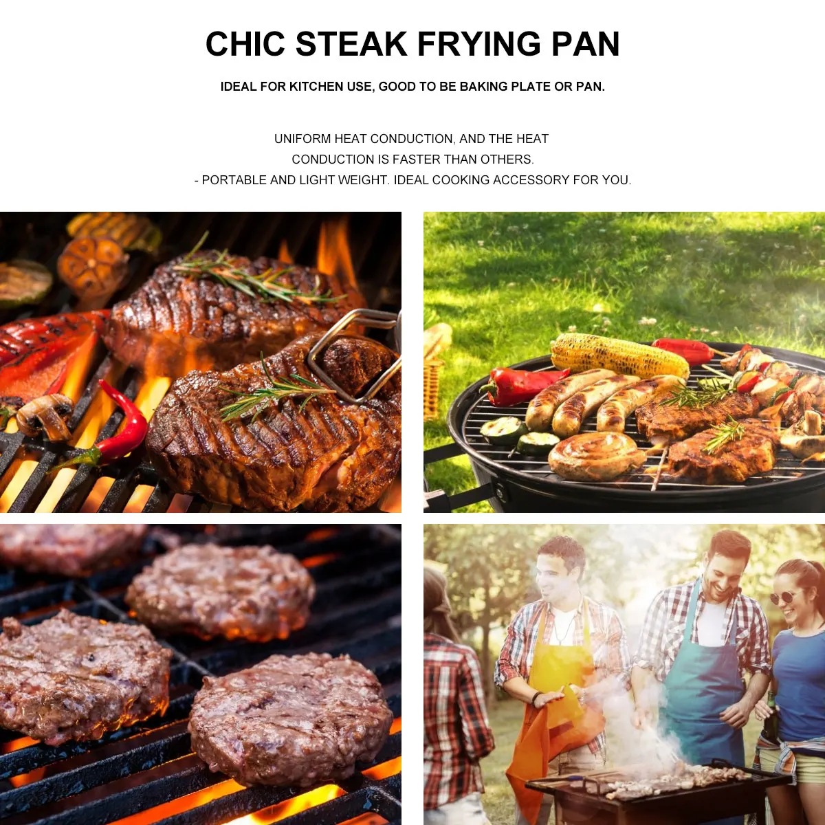 

Home Outdoor Bbq Baking Pan Non-Stick Iron Frying Plate Portable Teppanyaki Grill Reusable Roasting Tray Kitchen Cooking