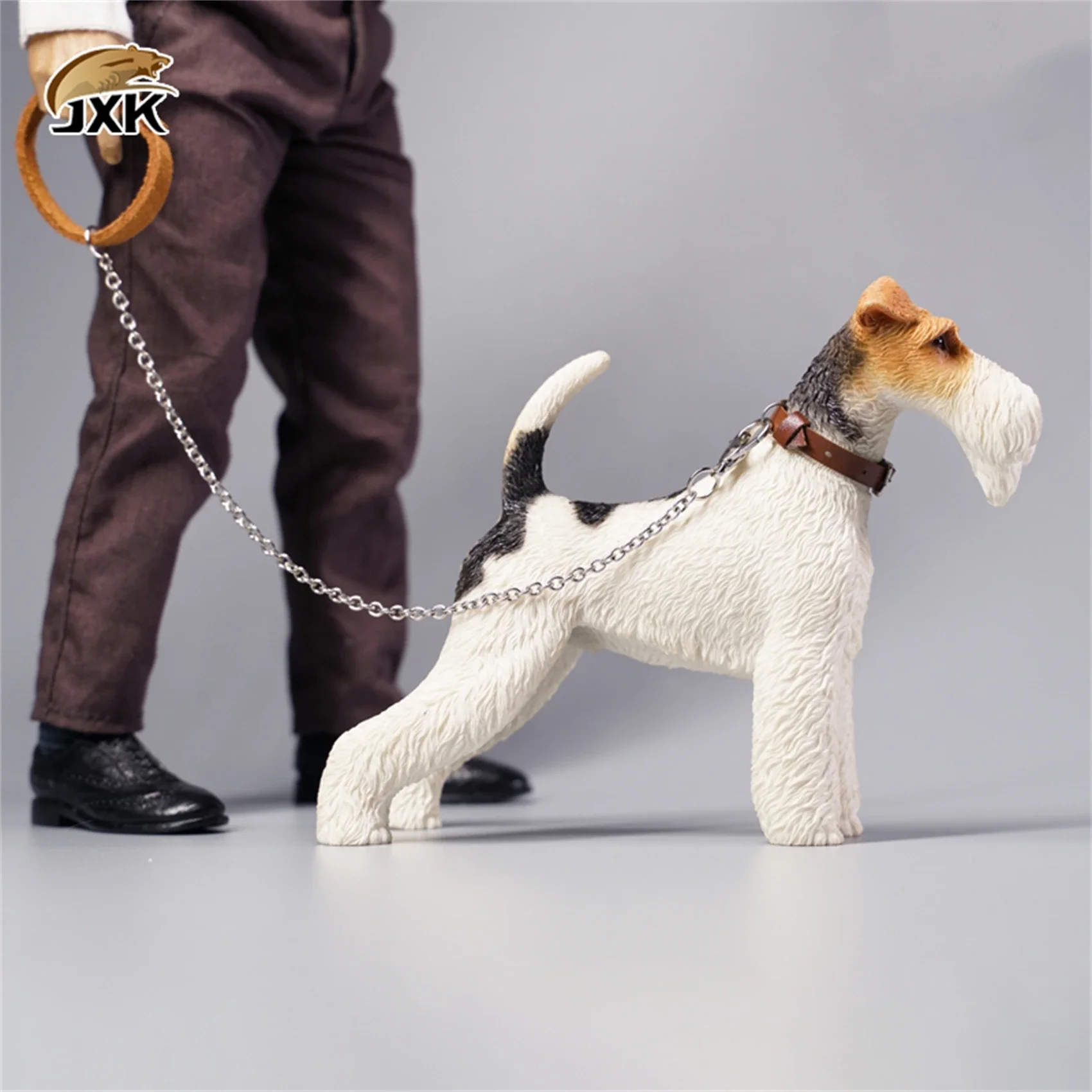 JXK 1/6 FoxTerriers Figure Dog Pet Healing  Cute Canidae Animal Collector Toy Resin Desktop Decoration Gift