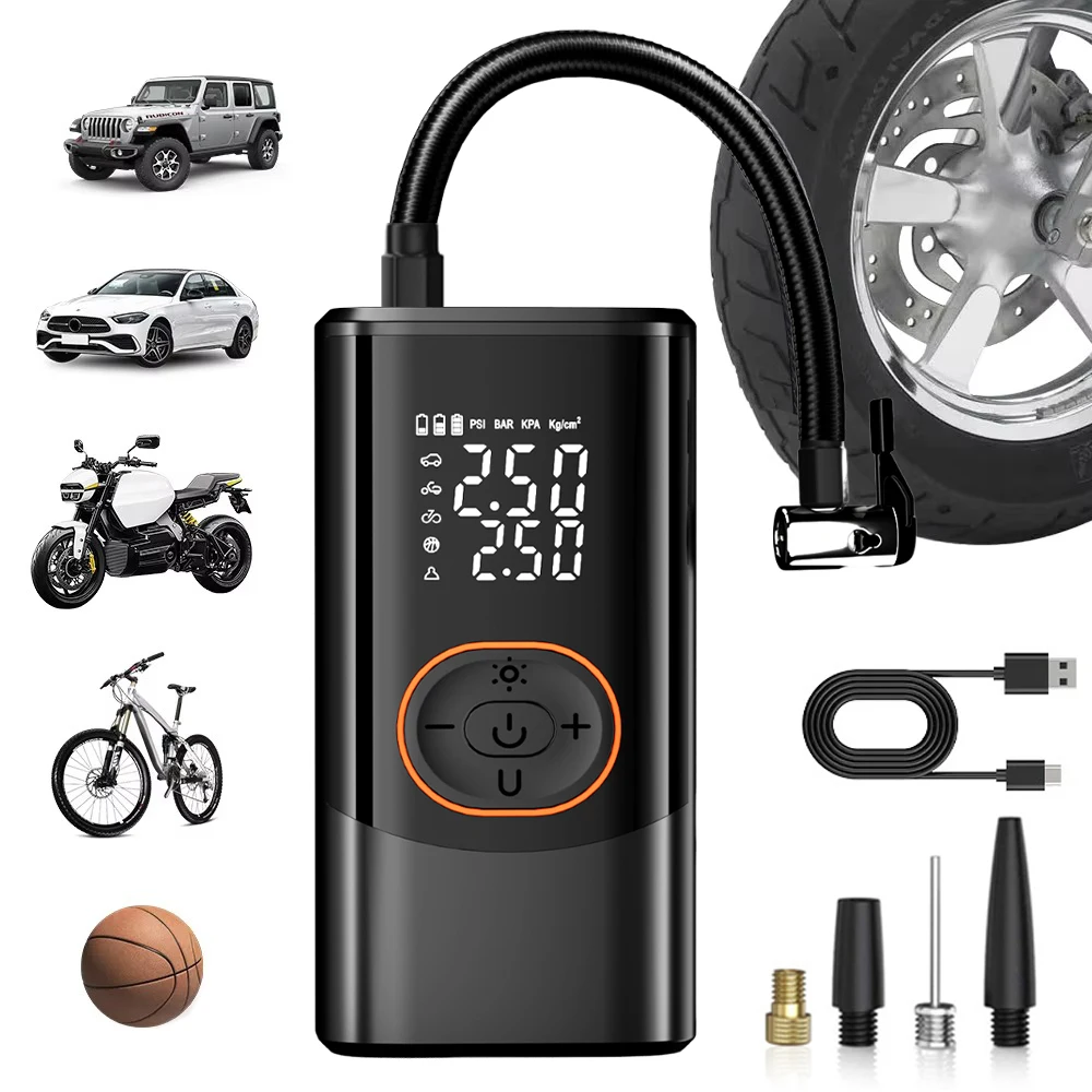 Car Electrical Air Pump 12V Portable Wireless Tire Inflatable Pump Inflator Air Compressor Pump For Car Motorcycle Bicycle Ball