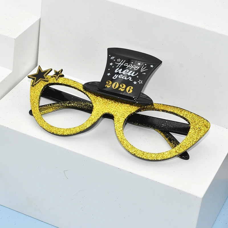 1/3 قطعة 2026 سنة جديدة سعيدة عدد النظارات الماس بريق النظارات الشمسية تأثيري الدعامة عيد الميلاد الطرف الديكور مضحك وهج نظارات