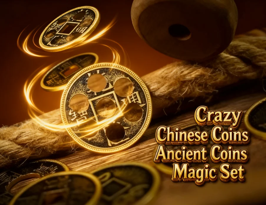 مجموعة سحرية للعملات الصينية المجنونة مع فتحة متحركة من جيمي فان - خدع العملات المعدنية المقربة أوهام المهنيين السحريين #1