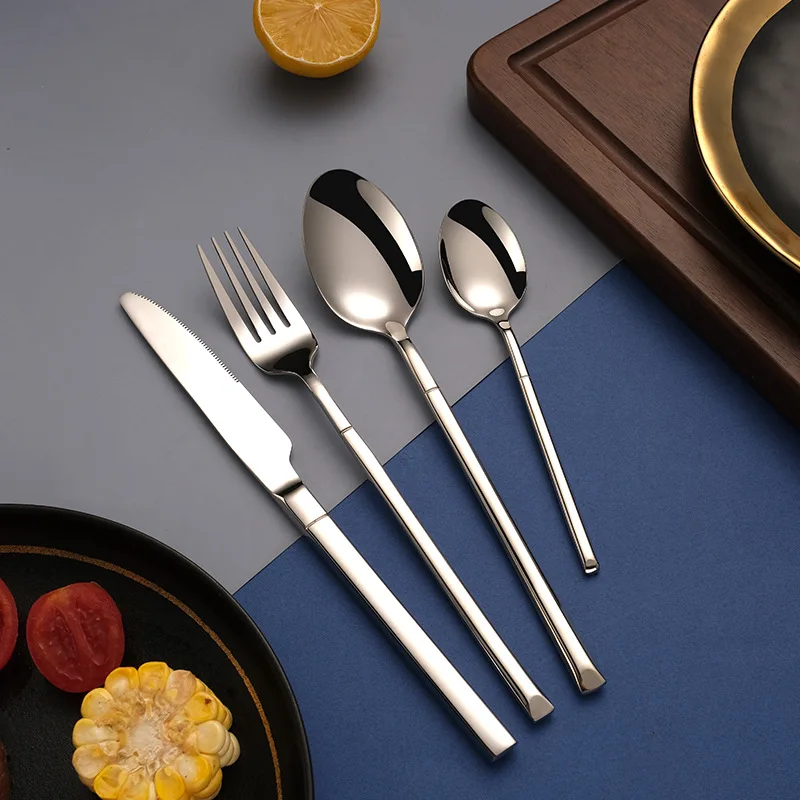 

Creative Knife Fork and Spoon Set for Restaurant, Table Knife, Steak Knife, Thickened Forging, Club Banquet, 4Pcs