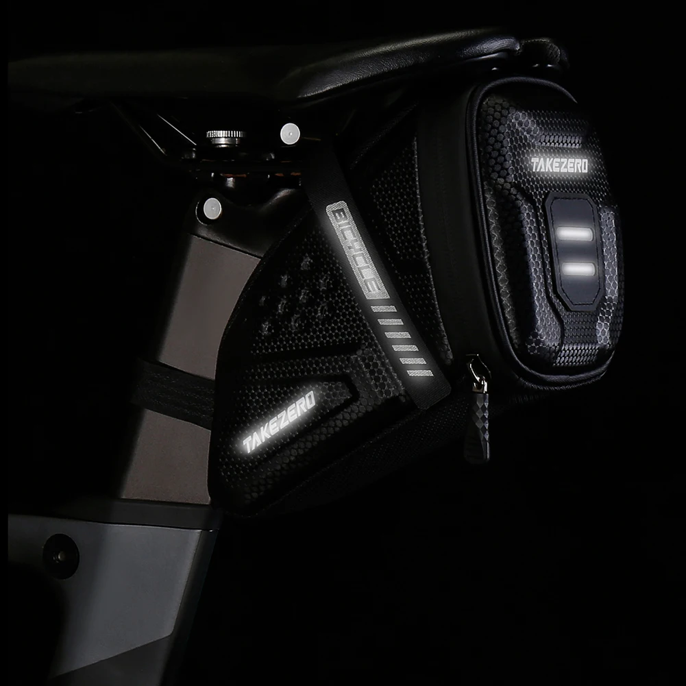 1L Bicycle Bag Large Capacity Bike Seat Bag Back Seat Pouch Reflective Bike Pocket Pack EVA for Mountain Road Bikes
