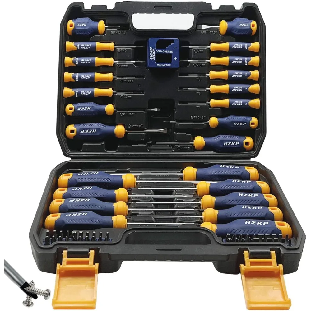 

Magnetic Screwdriver Set 66-Piece, S2- Alloy Tool Steel, Includes Slotted/Phillips/Torx Mini Precision Screwdrivers, Replaceable