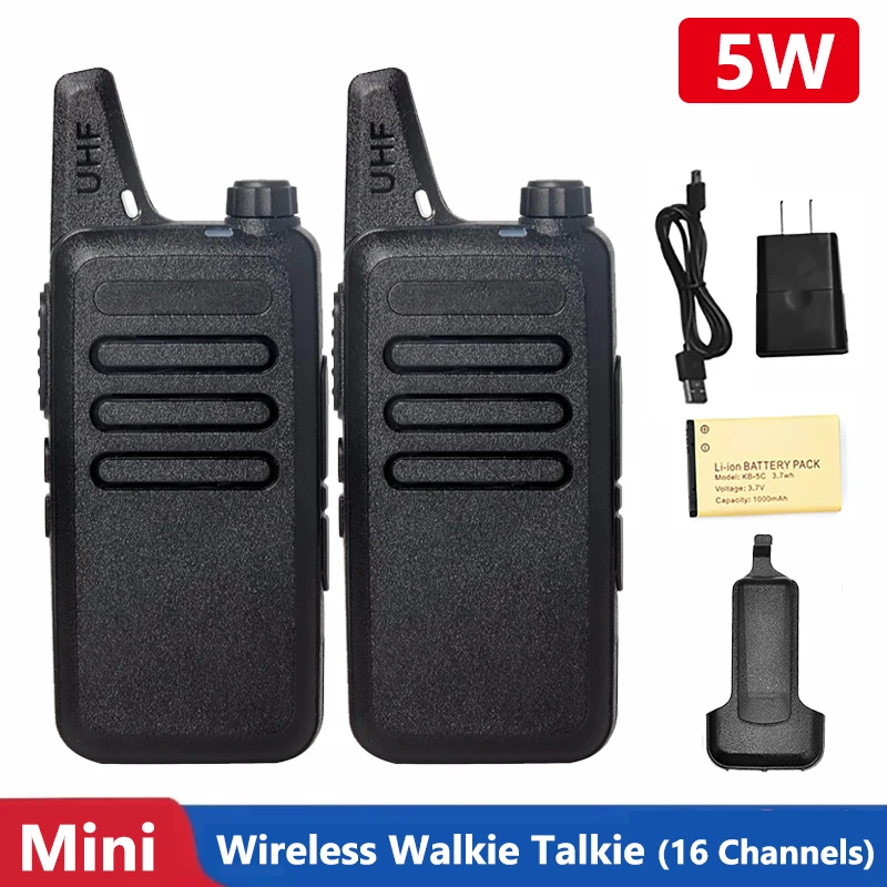 Portable Wireless Walkie Talkie Long Range UHF 16 Storage Channels Mini High-Power Intercom Rechargeable For Hotel Restaurant