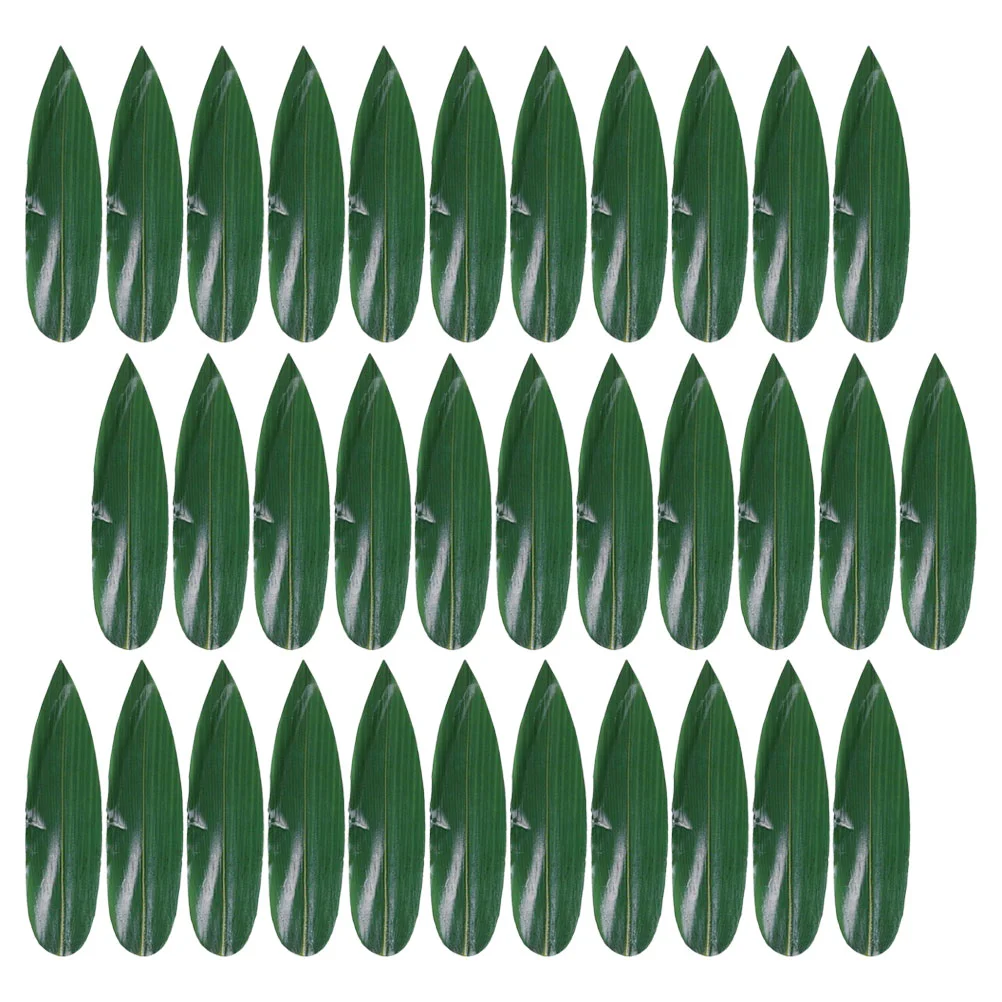 100pcs Bamboo Leaves Sushi Grass Baran Garnish Sashimi Decorative Leaf Japanese Food Mat Dining Table Plate nament Fresh Green