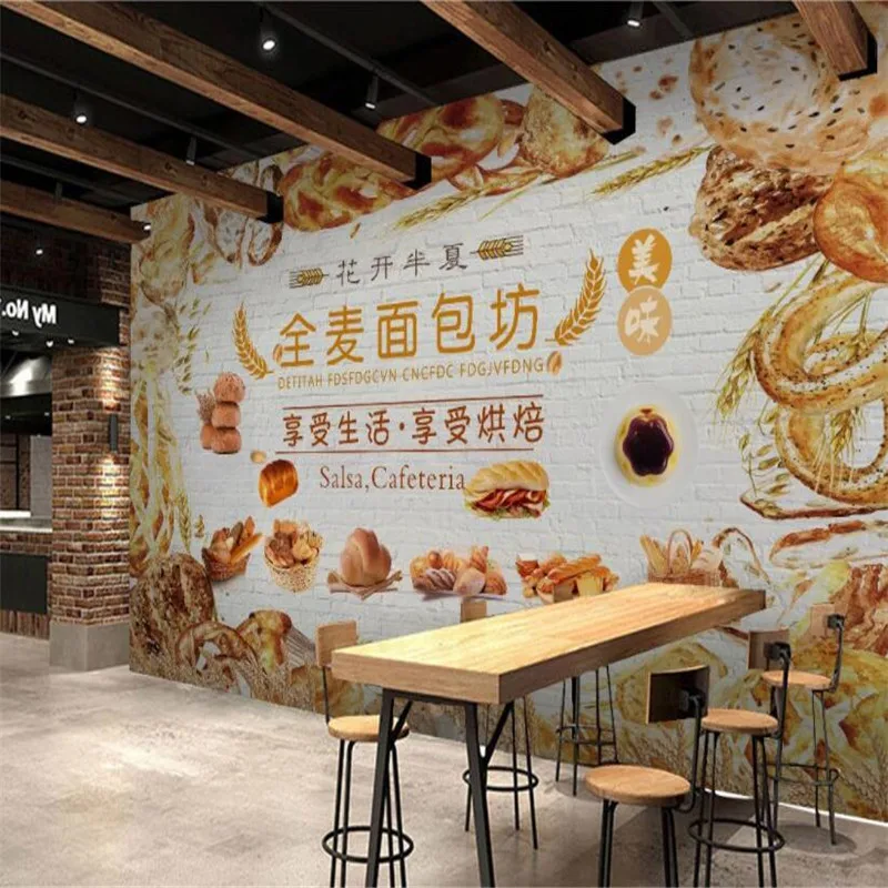 

Custom Size and Text Wall Paper 3D Green Healthy Whole Wheat Bakery Background Murals Bakery Shop Industrial Decor Wallpaper 3D