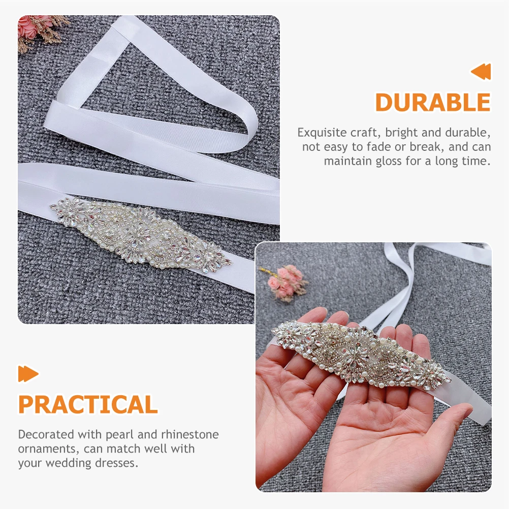 

Rhinestone Girdle Bridal Belt for Wedding Dress Accessories Pearl Decorative Waist Bright Durable Gloss Matching