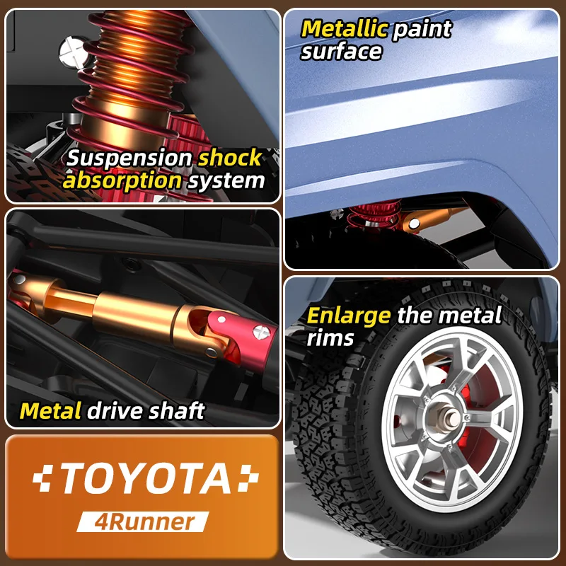 JJRC HG4-209 Toyota Superbar genuino escala completa 1:18 simulación 4wd Control remoto vehículo todoterreno eje de transmisión de aleación de juguete