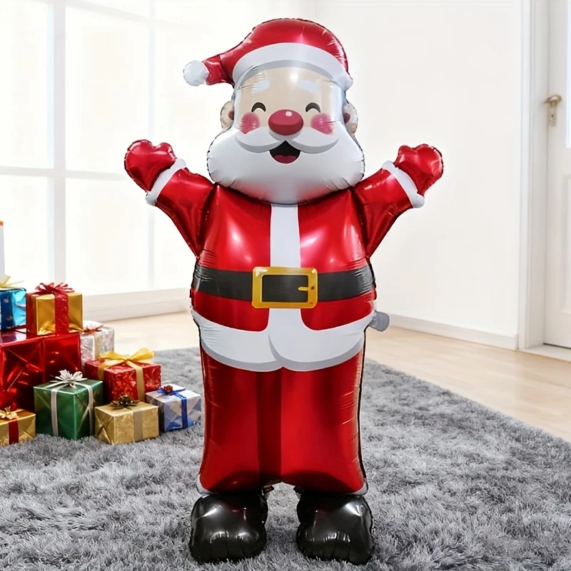 1/2pc 70-inch Standing 3D Waving Santa Claus Aluminum Foil Balloon Christmas Mall Atmosphere Decoration Indoor Theme Decor