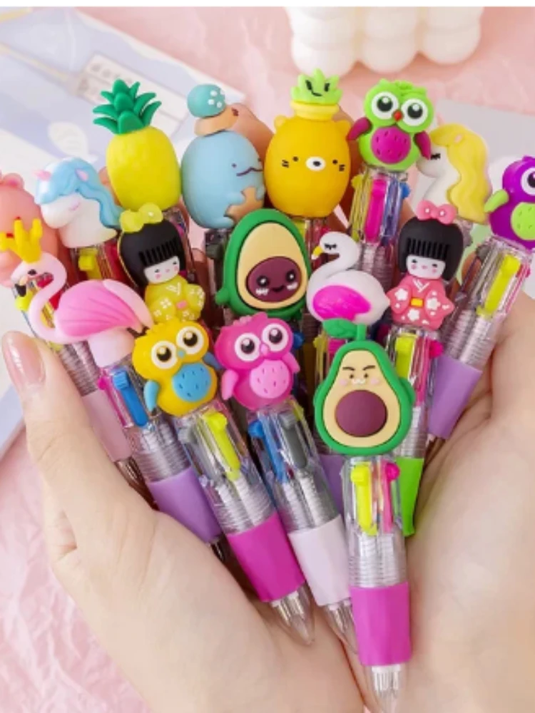 10/30/50Pcs/Lot Cute Cartoon 4 Color Mini Ballpoint Pen KawaiiUnicorn Flamingo Retractable Stationery Gift SchooOoffice Supplies