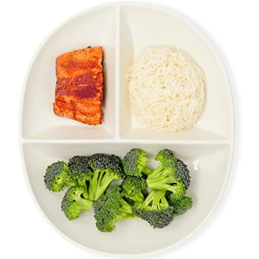 Portion Control Plate PORCELAIN for Adults for Healthy Diet (White, 1)