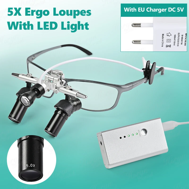 Tandheelkundige verrekijker vergrootglas 4X-6X Verstelbare vergrootglas 5 w LED Geneeskunde verrekijker vergrootglas licht Dental Tool