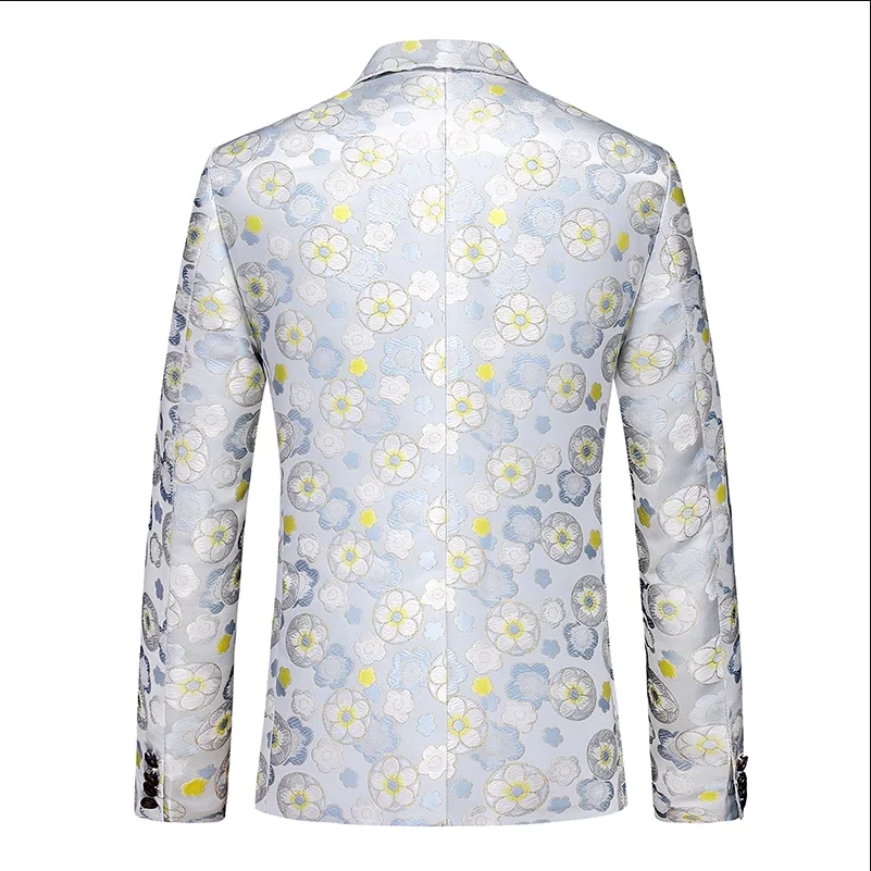 Newly Arrived Men Jacquard Suit Jacket Singer Host Stage Flower Dress Coats Large Size 6XL Business Slim Fit Blazers