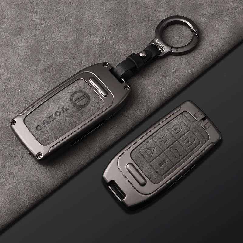 Zine Alloy Leather Car Key Case Cover Shell Holder For Volvo S60 S80 V60 XC60 XC70 S60L S80L V40 XC90 Full Protector Accessories