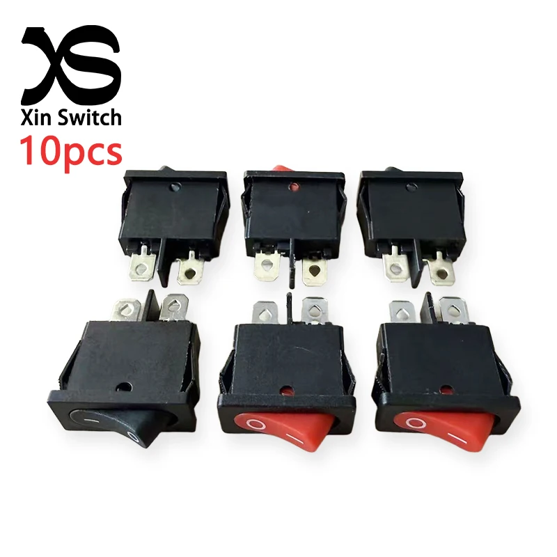 10PCS KCD1-110 Dünne Flache Form Rocker Schalter 2-Pin 2-Position Rot-Schwarz 6A 250VAC/10A 125VAC 9,5*21MM Instrument Kleine Schalter – Detail 1