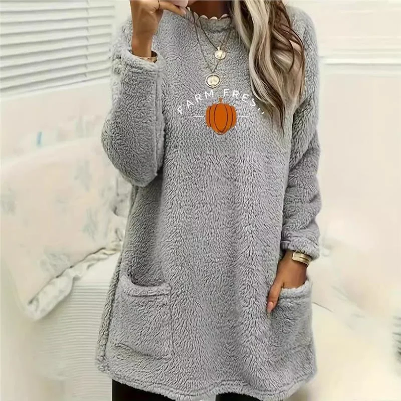 

2024, женская свободная длинная толстовка с круглым светом Ne Fce, с вышитым принтом, трансграничная моя, осенний сезон, повседневная одежда