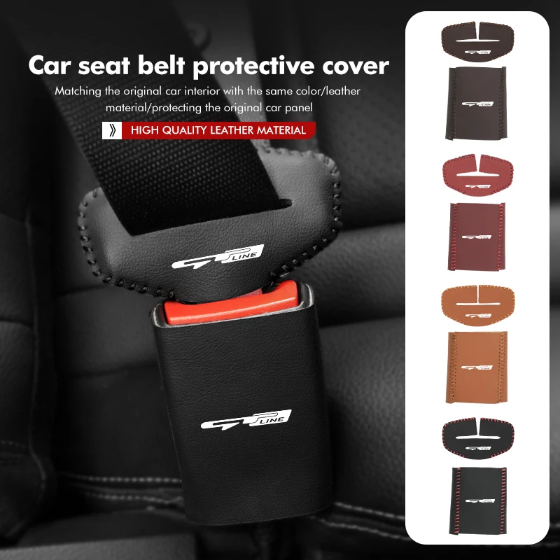 2pcs Leather Car Seat Belt Buckle Protector Cover Anti Slip Cover For KIA gt gtline Xline ceed Forte RIO STINGER Seltos K3 K4