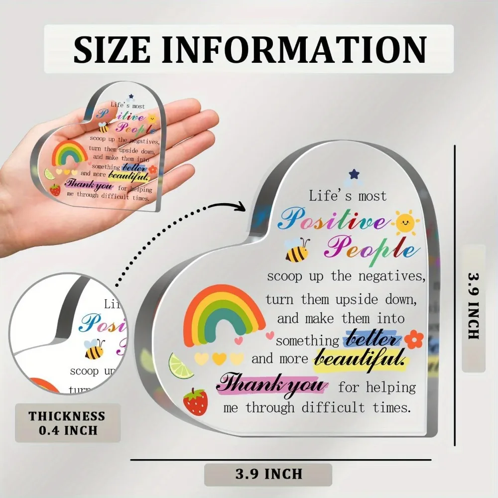CIFBUY Acrylic Heart Shaped Rainbow Bee Plaque Inspirational Friendship Quote Desk Decor Sympathy Remembrance Keepsake Gift