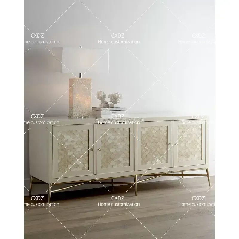 Neoclassical Solid Wood TV Cabinet Modern Leisure Living Room Shell Console Dining Room Sideboard Custom Furniture