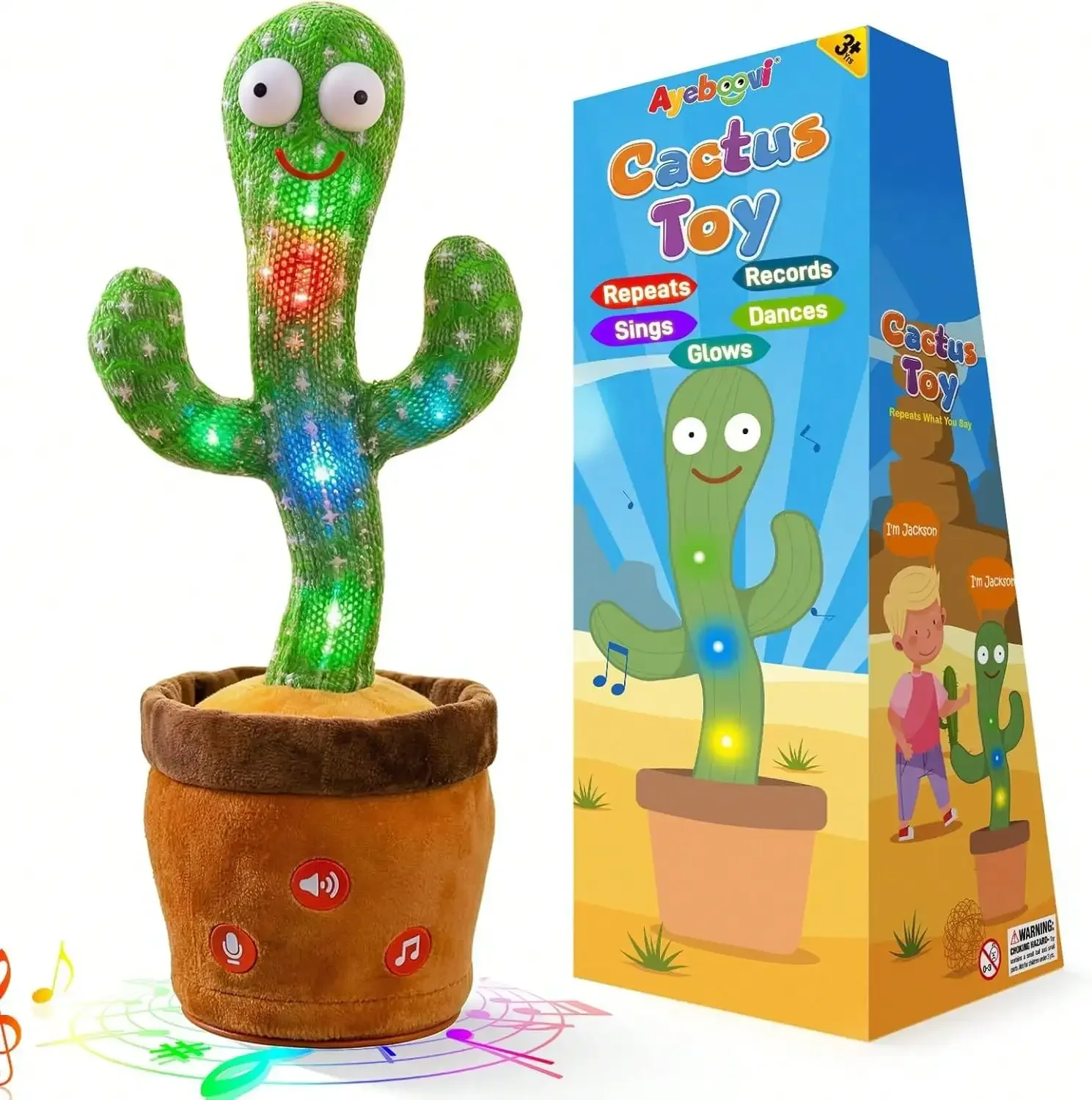 Singing & Dancing Cactus Plush Toy For Toddlers, Interactive Mimicking Recording Repeating Stuffed Toy With Adjustable Volume & 120 Built‑In Songs, Fun Tummy‑Time Baby Sensory Play Toy, Entertaining Birthday & Holiday Gift For Boys And Girls Of All Age