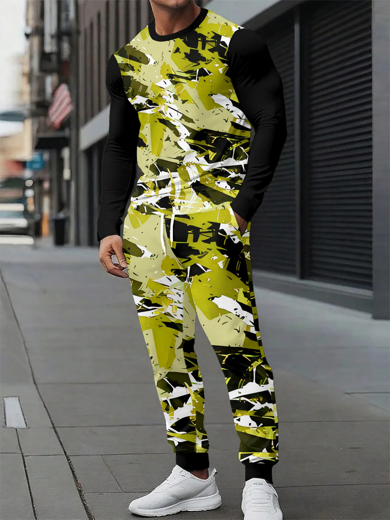 

Autumn and Winter Men's Casual Long Sleeved Suit Men's Spliced Color Sportswear Sets Quick Drying Tracksuit Two-piece Set